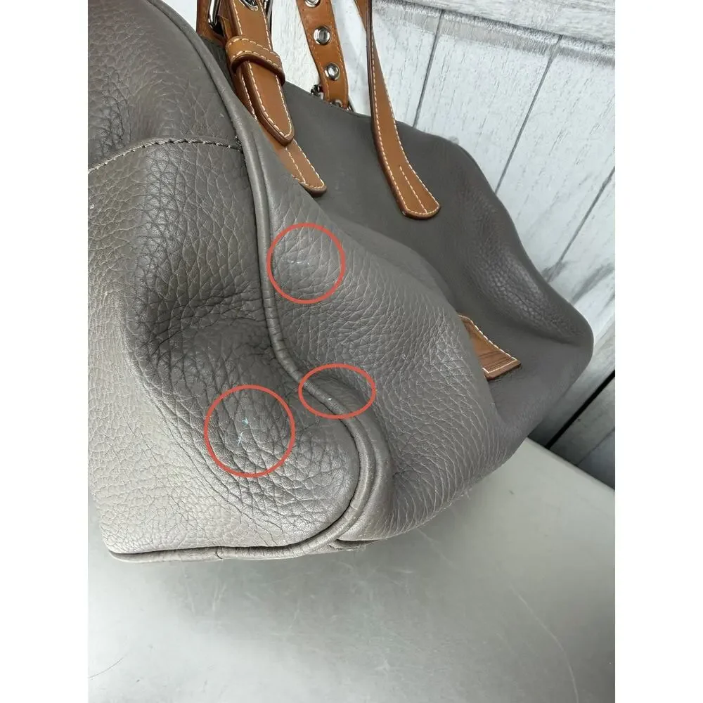 Dooney & Bourke Taupe Tan Top Handle Kendra Satchel Handle Tassel Accent